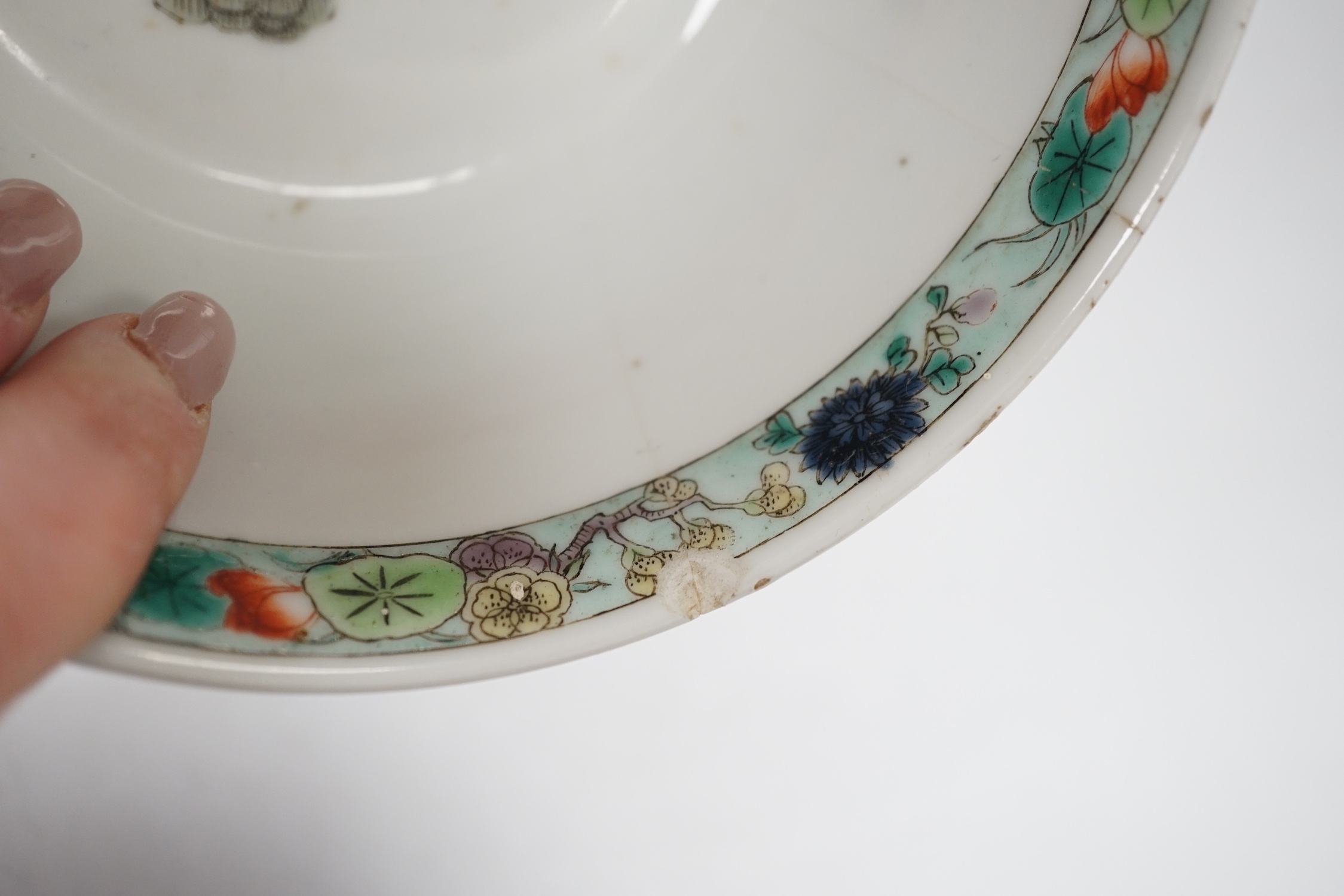 Two Chinese enamelled porcelain bowls, one for the Thai market, late Qing period, largest 16cm in diameter